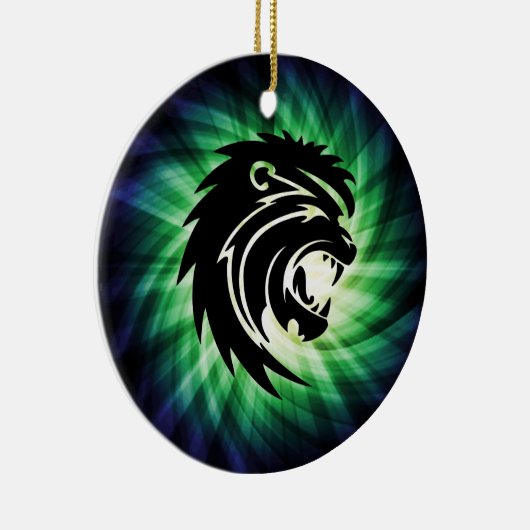 Cool Roaring Lion Silhouette Keramisch Ornament (Rechts)