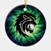 Cool Roaring Lion Silhouette Keramisch Ornament (Voorkant)