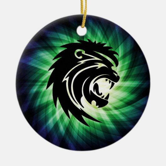 Cool Roaring Lion Silhouette Keramisch Ornament (Voorkant)
