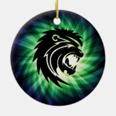 Cool Roaring Lion Silhouette Keramisch Ornament (Achterkant)
