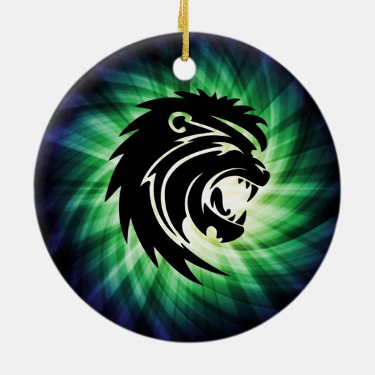 Cool Roaring Lion Silhouette Keramisch Ornament (Achterkant)