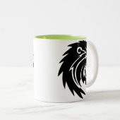 Cool Roaring Lion Silhouette Tweekleurige Koffiemok (Voorkant rechts)
