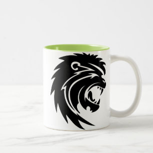 Cool Roaring Lion Silhouette Tweekleurige Koffiemok