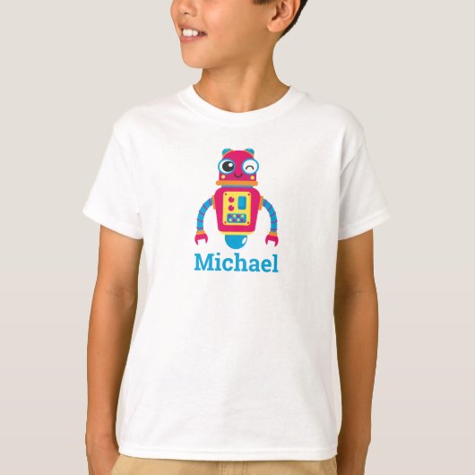 Cool Robit Name Blue Red Kinder T-Shirt (Voorkant)