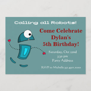Cool Robot Birthday Party - Uitnodigingen Blauwgro