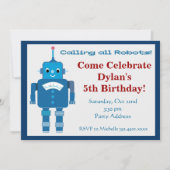 Cool Robot Birthday Party-uitnodigingen Kaart (Voorkant)
