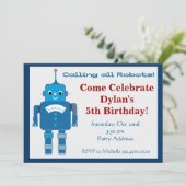 Cool Robot Birthday Party-uitnodigingen Kaart (Staand voorkant)