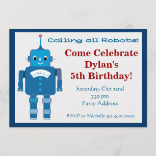 Cool Robot Birthday Party-uitnodigingen Kaart