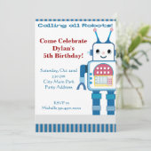 Cool Robot Birthday Party-uitnodigingen Kaart (Staand voorkant)