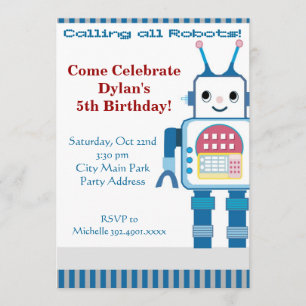 Cool Robot Birthday Party-uitnodigingen Kaart