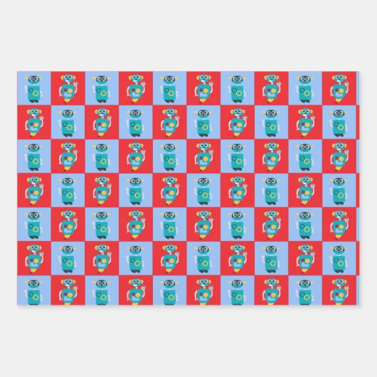 Cool Robot Boys Birthday Inpakpapier Vel (Voorkant)