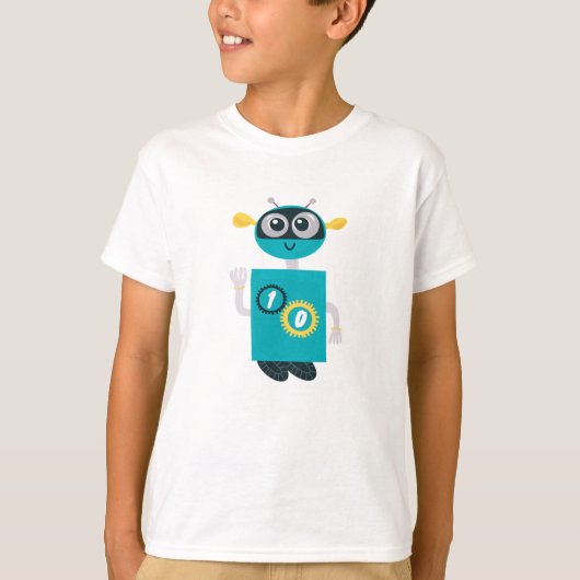 Cool Robot Custom Age Boys Birthday  T-shirt (Voorkant)