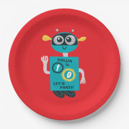Cool Robot Custom Jongens Verjaardag  Papieren Bordje