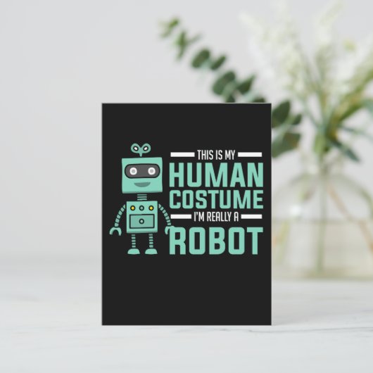 Cool Robot Funny Robot Technologie Briefkaart (Staand voorkant)