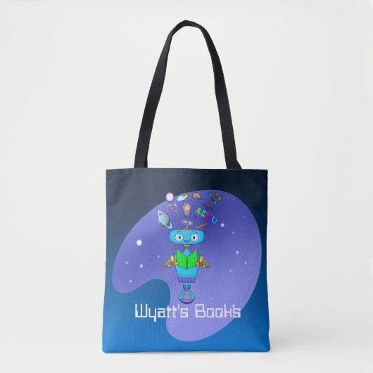 Cool Robot Leest & leert op maat in galaxy Tote Bag (Voorkant)