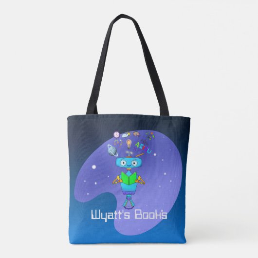 Cool Robot Leest & leert op maat in galaxy Tote Bag (Achterkant)