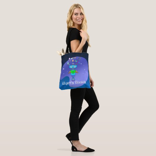 Cool Robot Leest & leert op maat in galaxy Tote Bag (Op model)