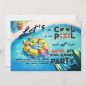 Cool Robot op Pool Party Kaart (Voorkant)