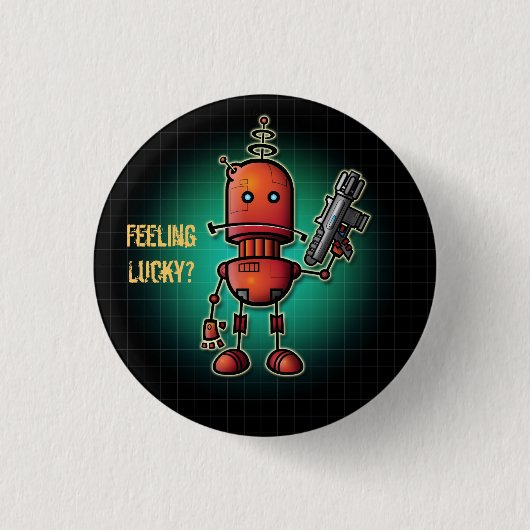 Cool Robot Sam 'Lucky voelen? Ronde Button 3,2 Cm (Voorkant)