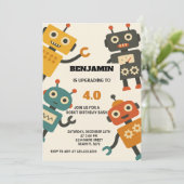 Cool Robot verjaardagsuitnodiging Kaart (Staand voorkant)