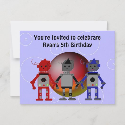 Cool Robots Birthday Invitation Kaart (Voorkant)