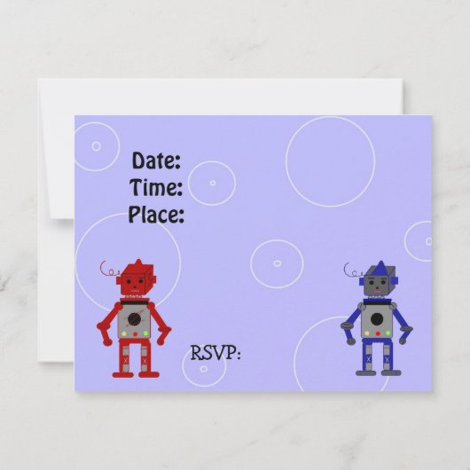 Cool Robots Birthday Invitation Kaart (Achterkant)