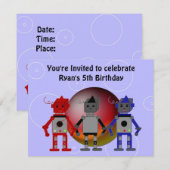 Cool Robots Birthday Invitation Kaart (Voorkant / Achterkant)