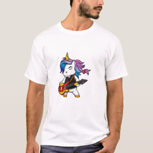 Cool rock and roll eenhoorn met gitaar voor rock f t-shirt