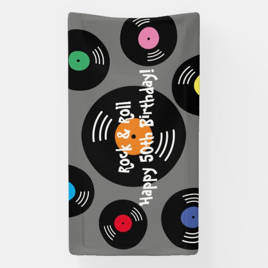 Cool Rock and Roll Verjaardagsfeest banner teken (Verticaal)