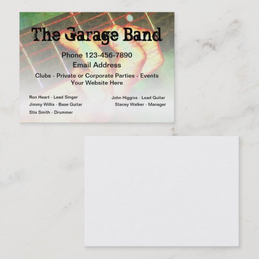Cool Rock Band Music Theme Visitekaartje (Voorkant / Achterkant)