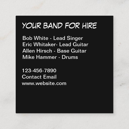 Cool Rock Band Visitekaartjes (Achterkant)