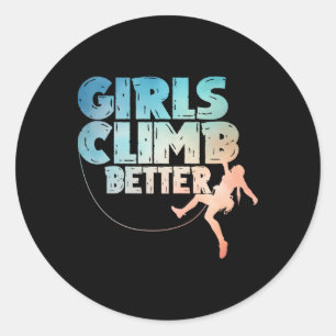 Cool Rock Climber Kunst voor Vrouwen Meisjes Indoo Ronde Sticker