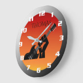 Cool Rock- en Roll Guitar Player-monogram Grote Klok (Hoek)