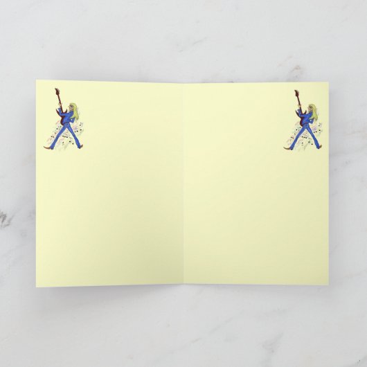 Cool rock gitarist Happy Birthday kaart ontwerp (Binnen)