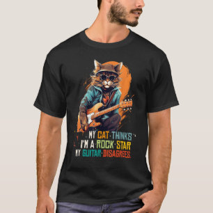 Cool Rock Guitar Cat met Rock'n Roll Tune voor Jon T-shirt