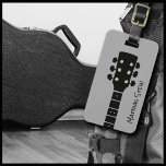 Cool Rock Guitar Music Travel Bagagelabel<br><div class="desc">Een grafisch afbeelding van een zwarte akoestische gitaarhals op grijs,  met aangepaste naam</div>