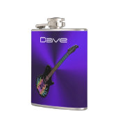 Cool Rock Guitar op Paarse metalen maatkolf Heupfles (Links)