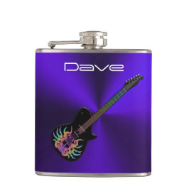 Cool Rock Guitar op Paarse metalen maatkolf Heupfles