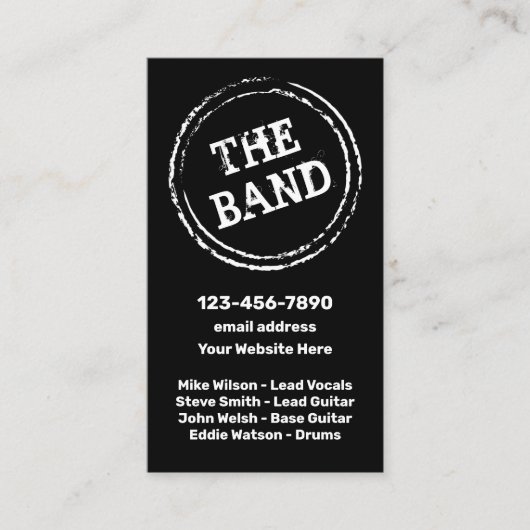 Cool Rock N Roll Band Business Contact Kaarten Visitekaartje (Voorkant)