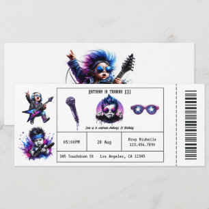 Cool Rock On Muziekticket 1e Verjaardag Kaart