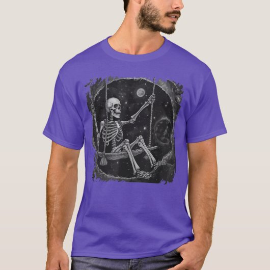 Cool Rock op Skeleton Moon Cool Rock Emo Punk Goth T-shirt (Voorkant)