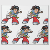 Cool Rock Star Gitarist Fun Musician Cadeaupapier (Vlak)