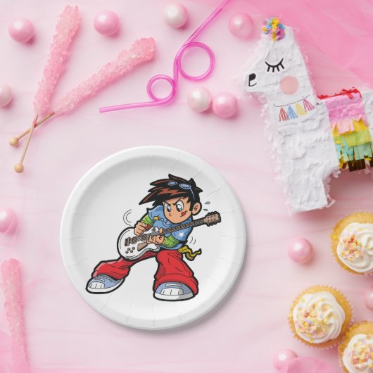 Cool Rock Star Gitarist Fun Musician Papieren Bordje (Feest)