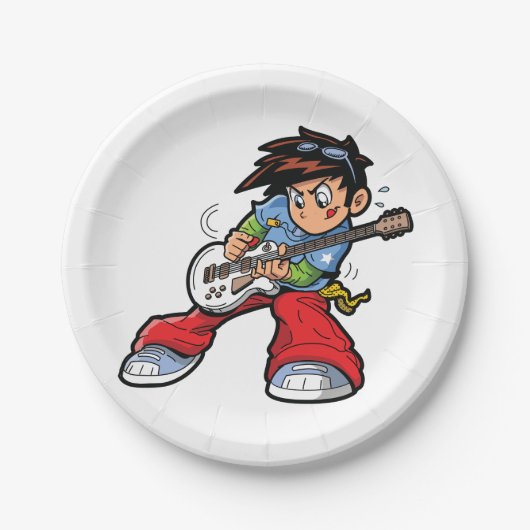 Cool Rock Star Gitarist Fun Musician Papieren Bordje (Voorkant)