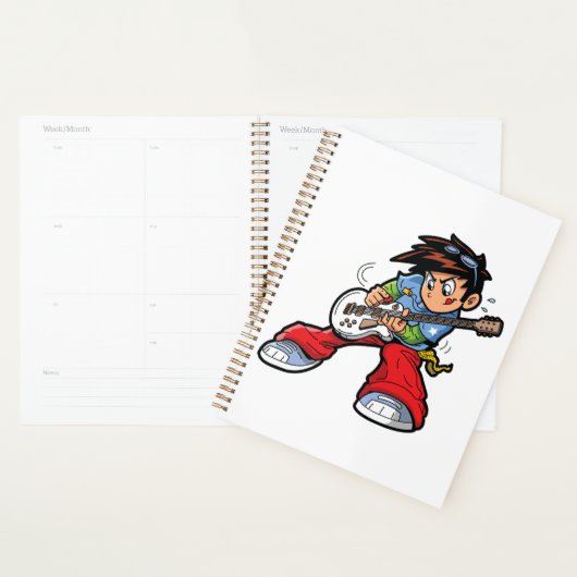Cool Rock Star Gitarist Fun Musician Planner (Display)
