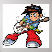 Cool Rock Star Gitarist Fun Musician Poster (Voorkant)