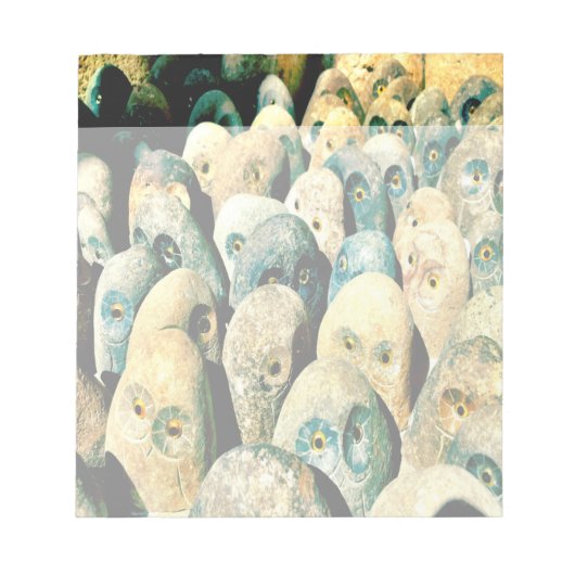 Cool Rock Stone Owl Facs met ogen Notitieblok (Voorkant)