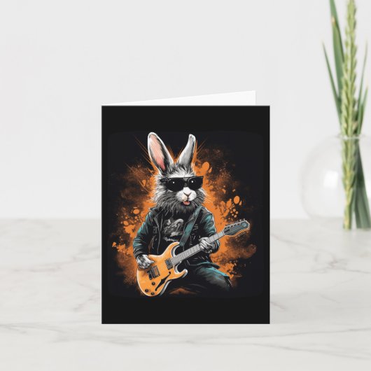 Cool Rocker Bunny voor Pasen en gitaristen met E Kaart (Voorkant)