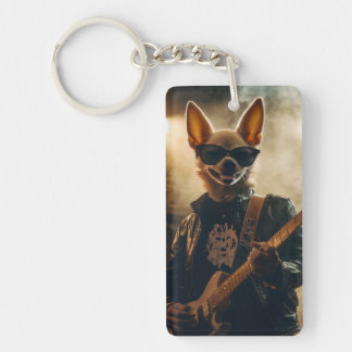 Cool Rocker Chihuahua T-shirt - Volledig grafisch Sleutelhanger