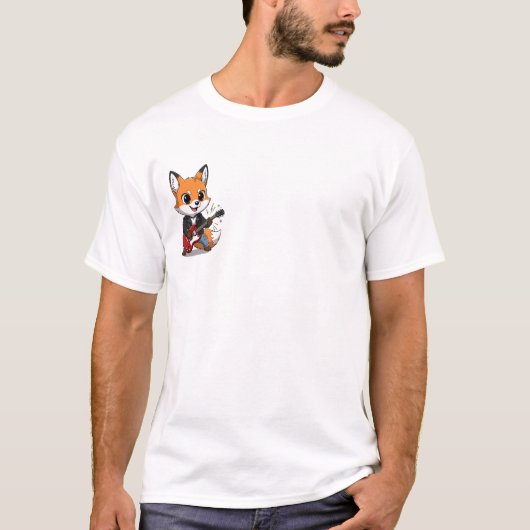 Cool Rocker Fox Character Playing a Guitar T-shirt (Voorkant)